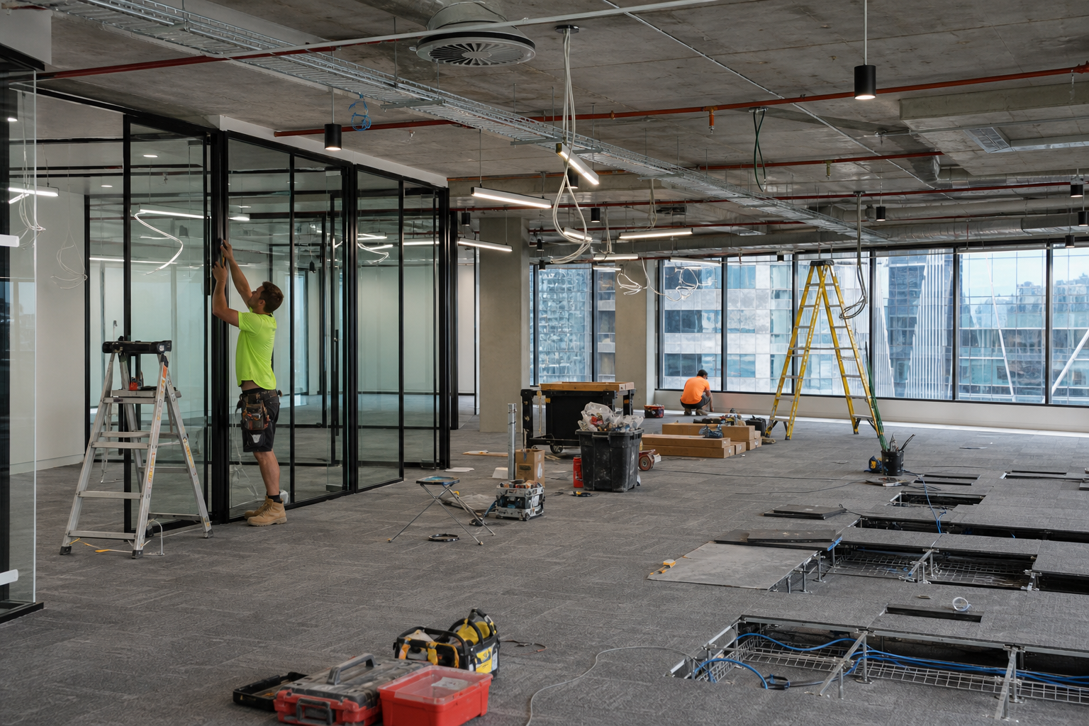 Office fitout construction in progress - Sydney commercial office space planning