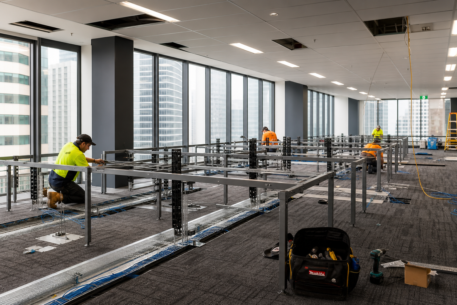 Office workstation fitout construction in progress Sydney