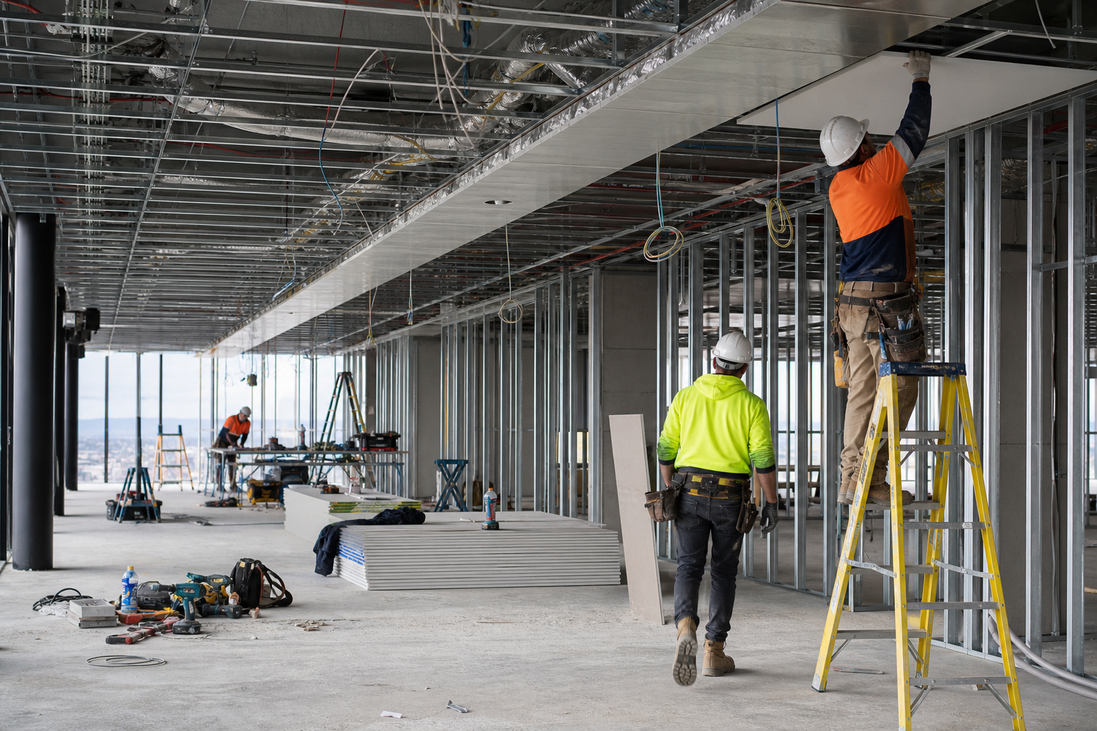 Office fitout construction in progress in a Sydney commercial building
