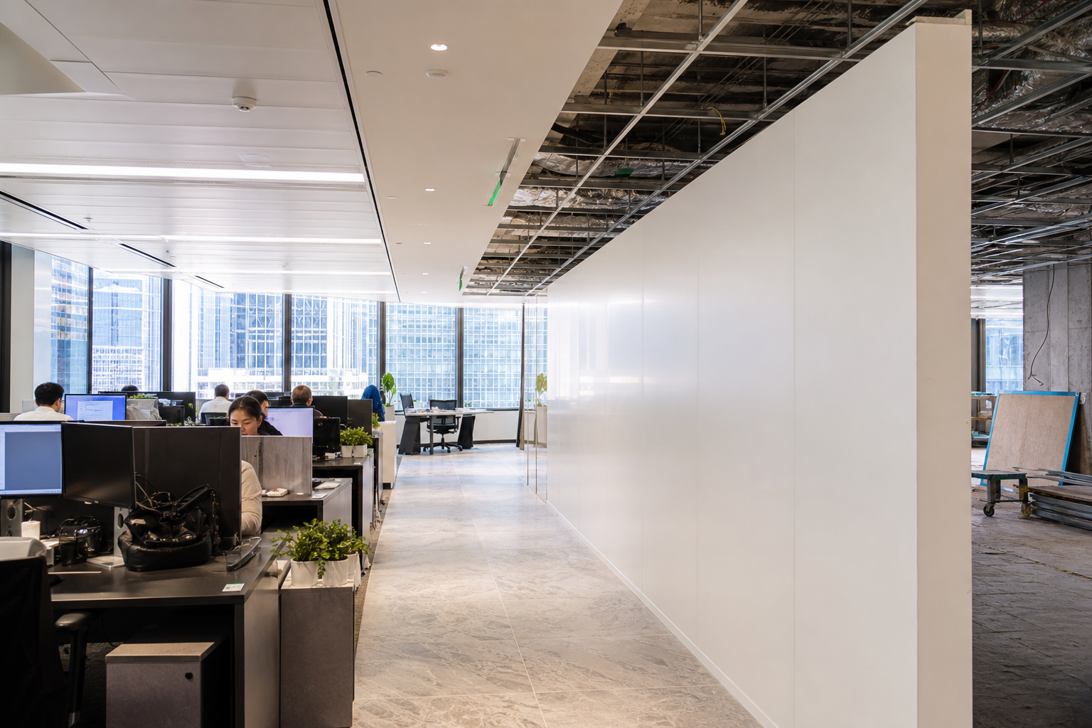 Occupied Sydney office safely separated from a controlled fitout construction zone