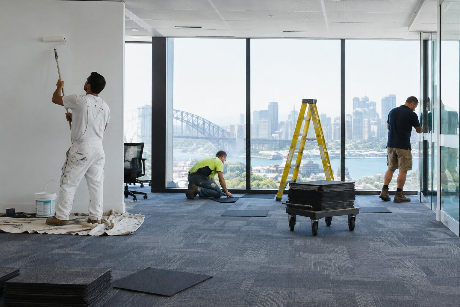 Sydney office refresh with new carpet tile and paint being finished